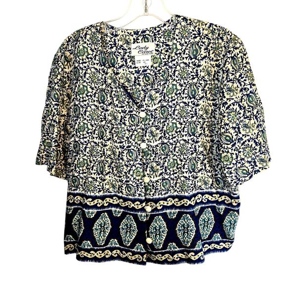 Lady Carol 16 Women's Shirt Top Blouse Blue Button Up Misses Size XL - Picture 1 of 4